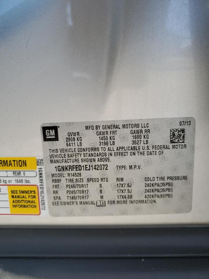 2014 Chevrolet Traverse Ls VIN: 1GNKRFED1EJ142072 Lot: 84576595