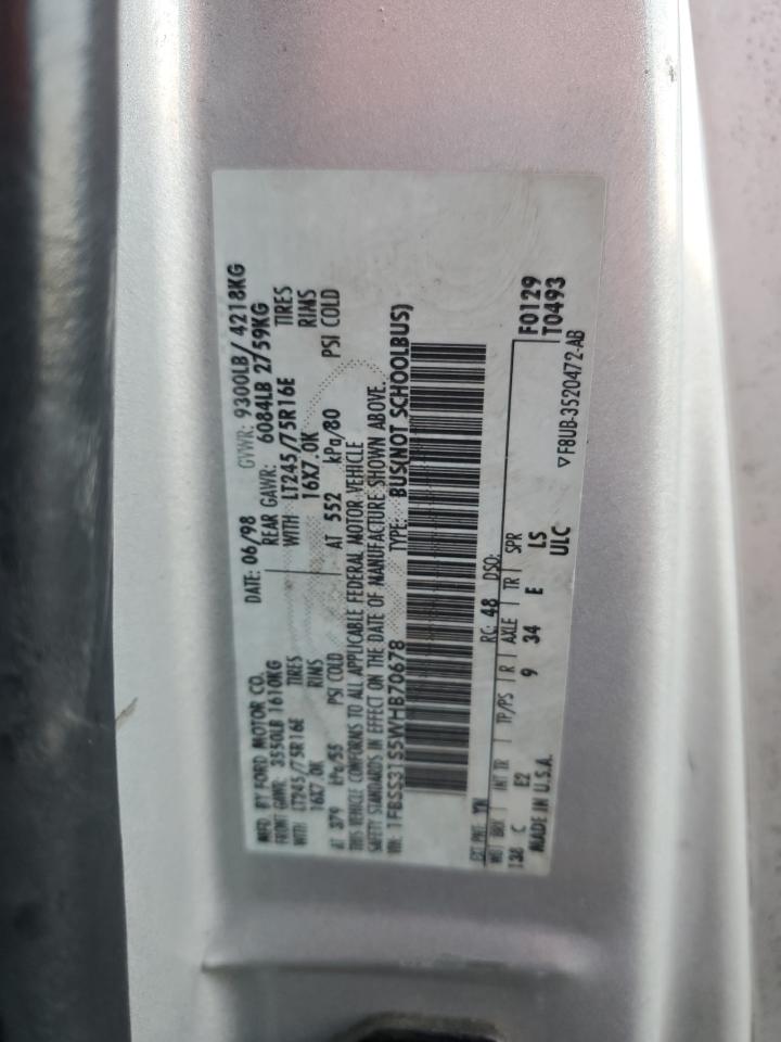 1998 Ford Econoline E350 Super Duty VIN: 1FBSS31S5WHB70678 Lot: 90042505