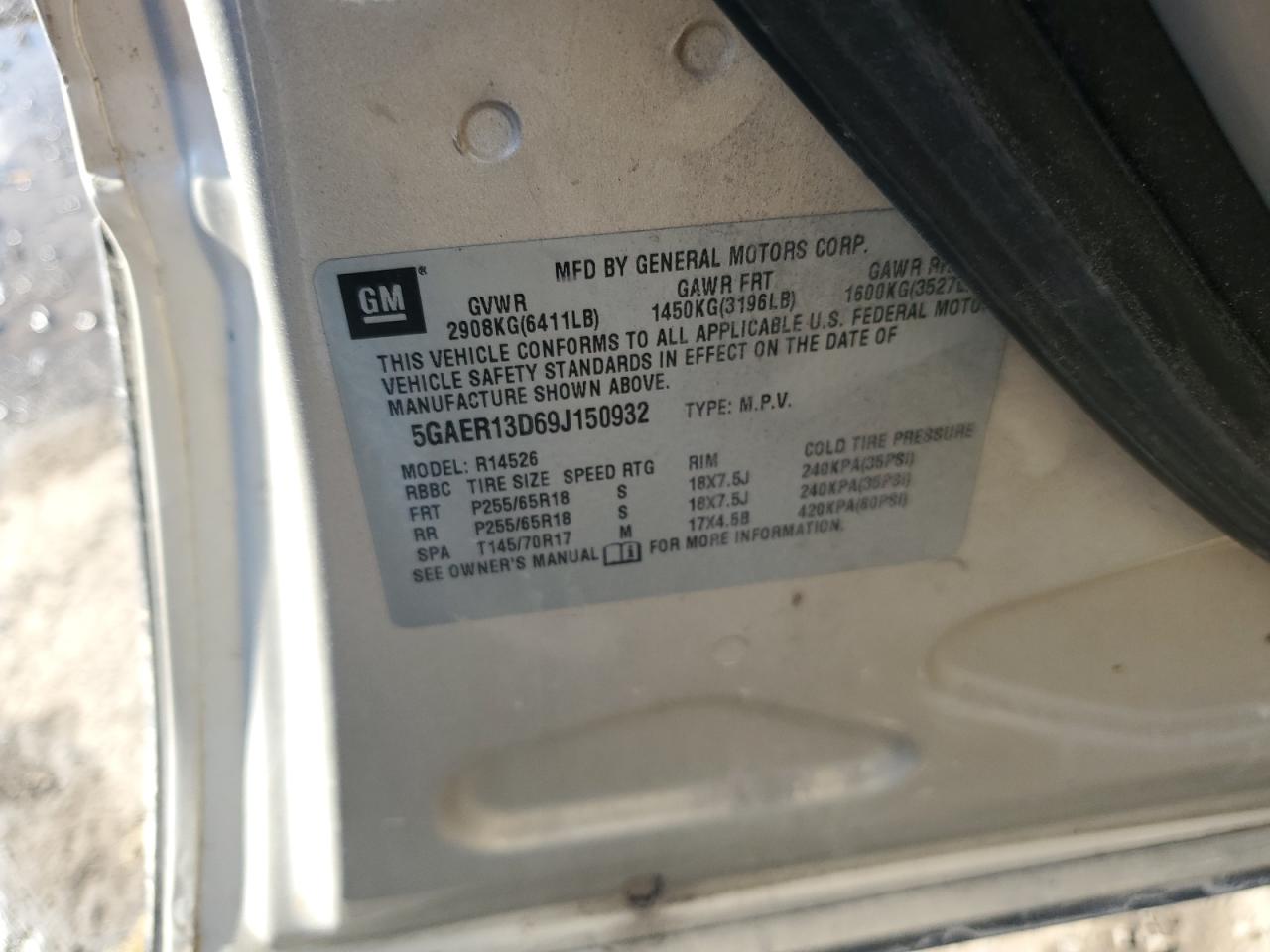 2009 Buick Enclave Cx VIN: 5GAER13D69J150932 Lot: 82587765