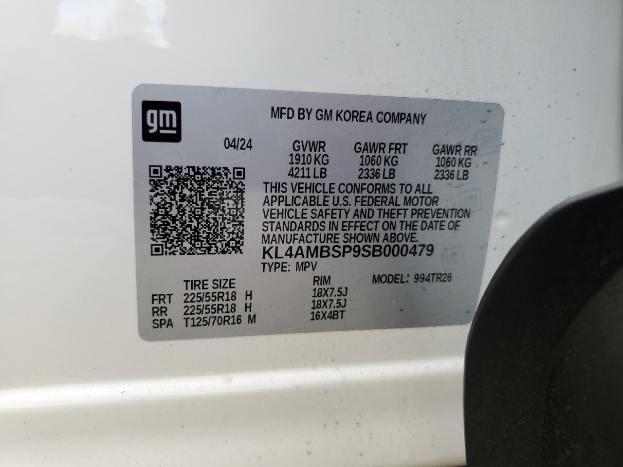 2025 Buick Encore Gx Preferred VIN: KL4AMBSP9SB000479 Lot: 82003585