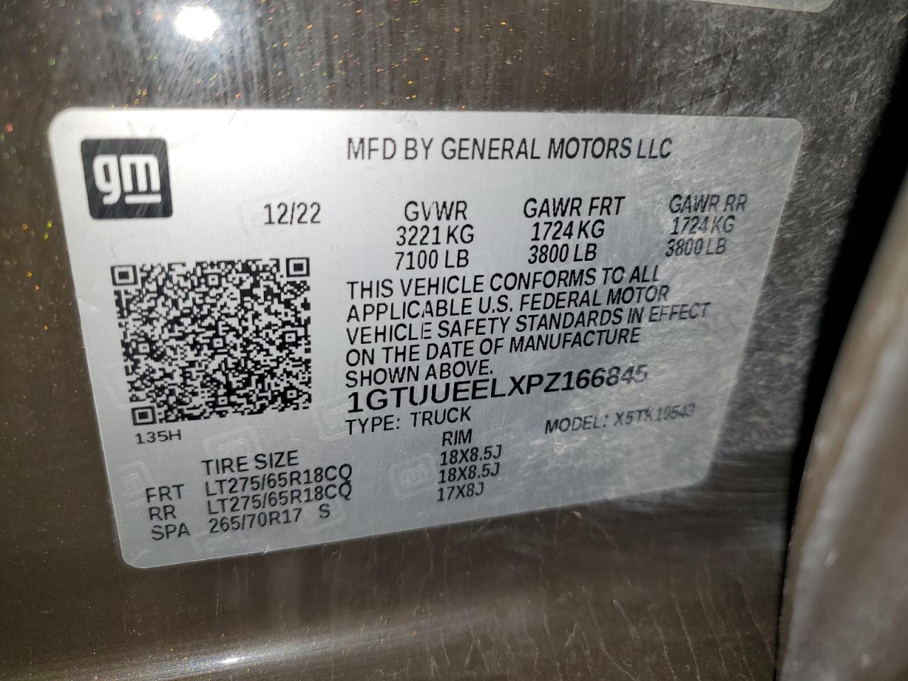 2023 GMC Sierra K1500 At4 VIN: 1GTUUEELXPZ166845 Lot: 90721205