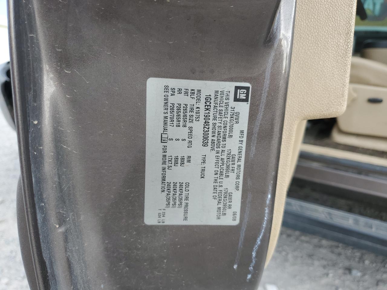 2008 Chevrolet Silverado K1500 VIN: 1GCEK19048Z300639 Lot: 85671545