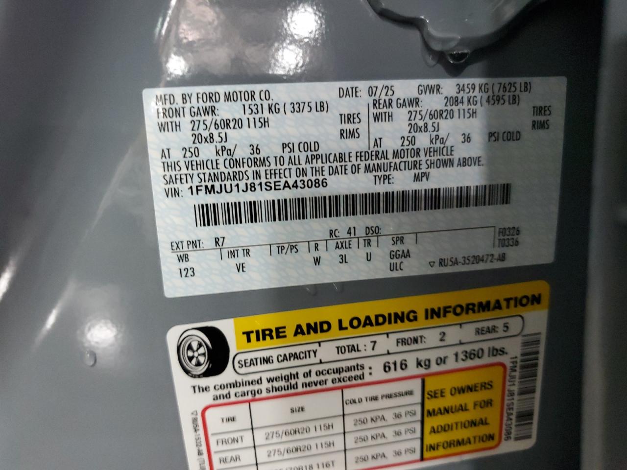 2025 Ford Expedition Active VIN: 1FMJU1J81SEA43086 Lot: 84986615