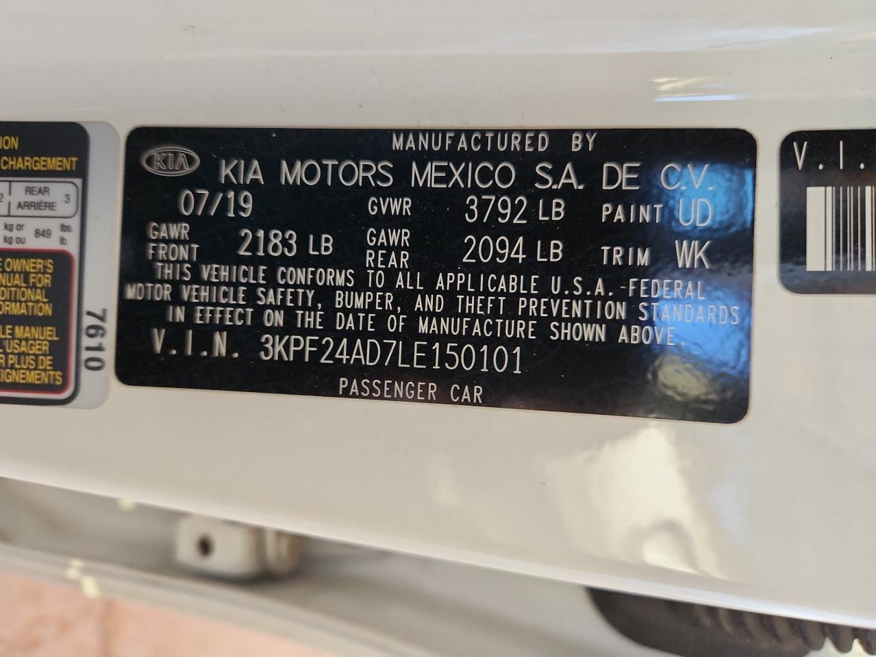 2020 Kia Forte Fe VIN: 3KPF24AD7LE150101 Lot: 90622805