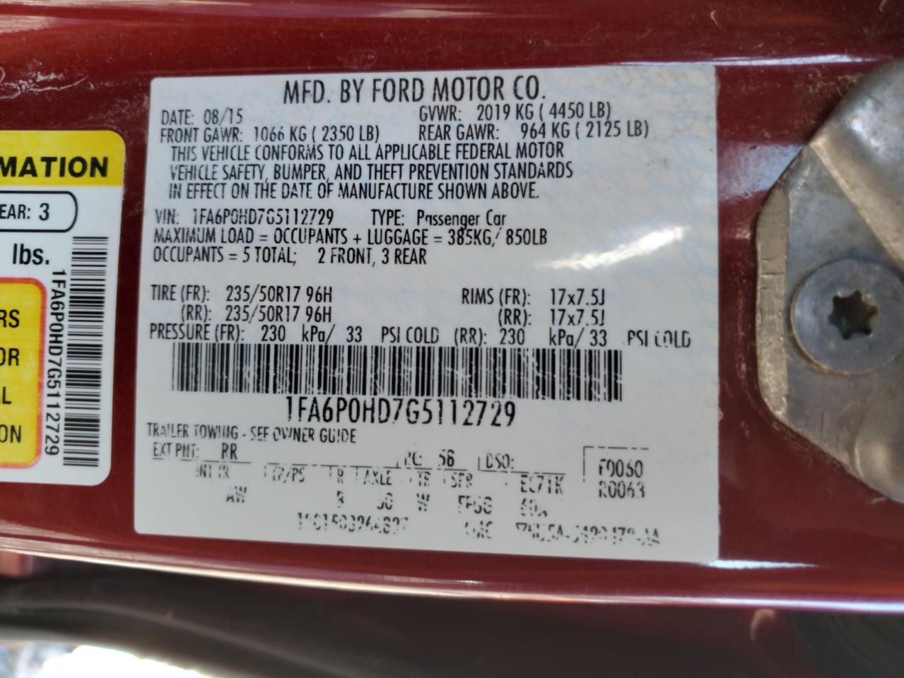 2016 Ford Fusion Se VIN: 1FA6P0HD7G5112729 Lot: 82378785