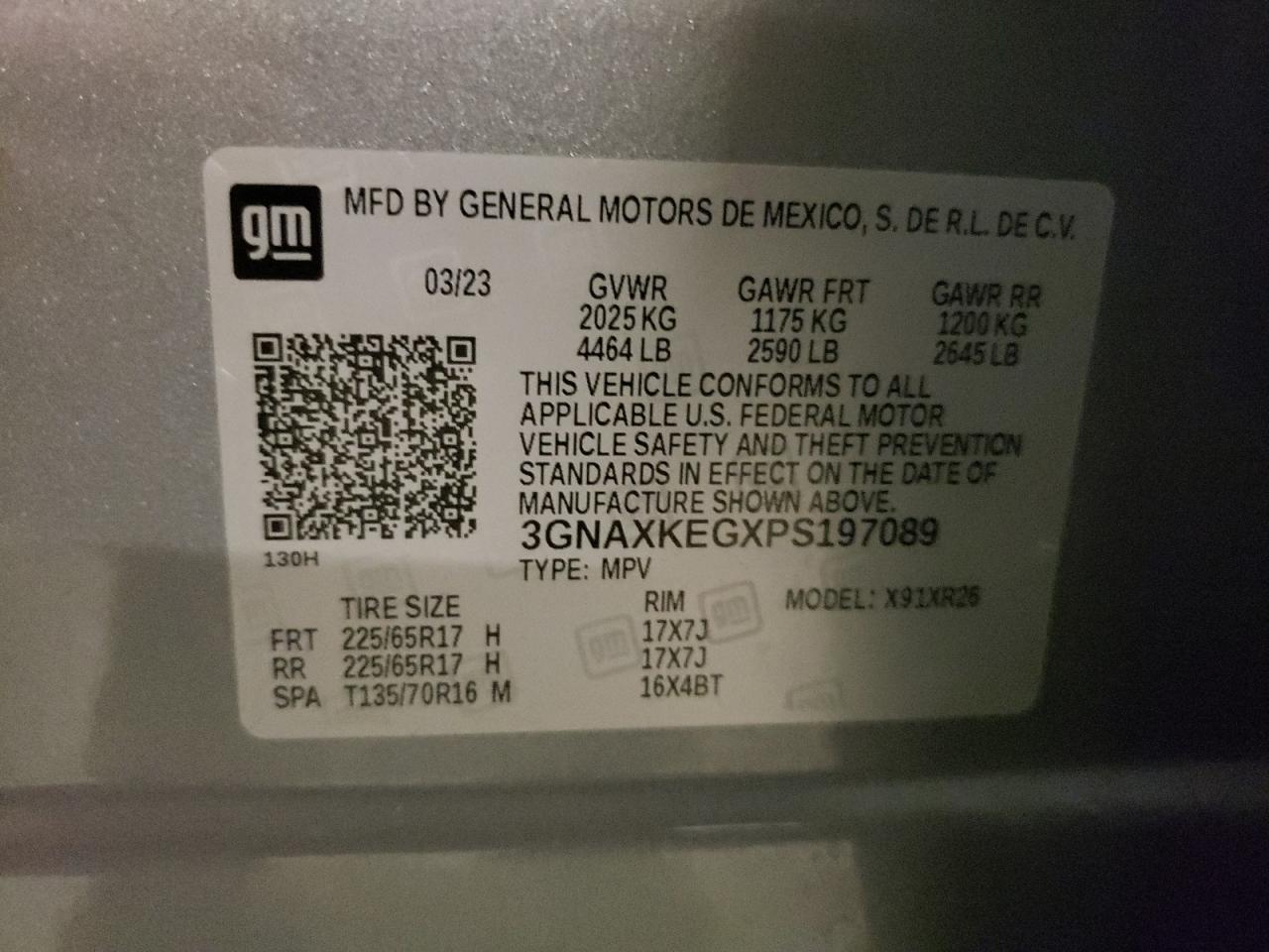 2023 Chevrolet Equinox Lt VIN: 3GNAXKEGXPS197089 Lot: 82428175