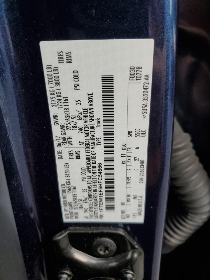 2017 Ford F150 Supercrew VIN: 1FTEW1EF6HFC54666 Lot: 82281715