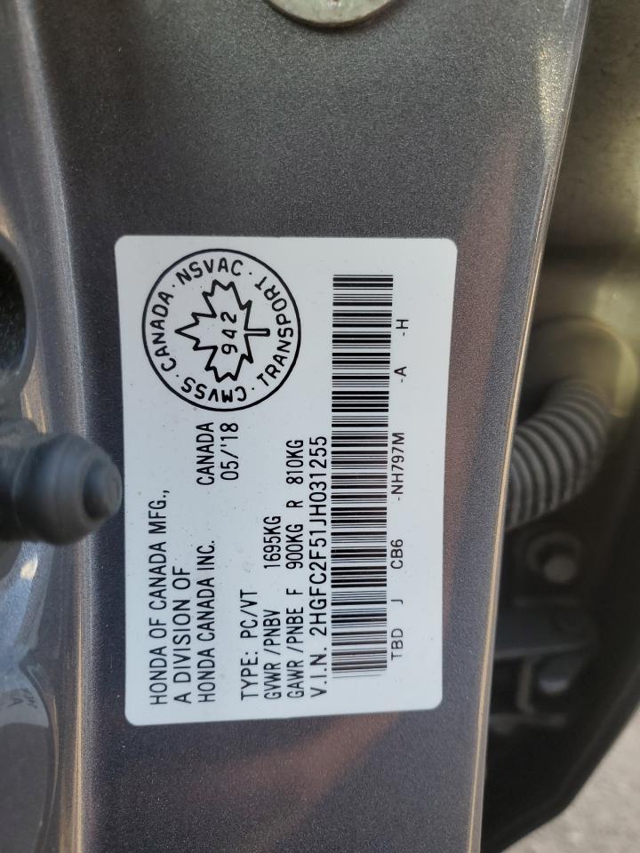 2018 Honda Civic Lx VIN: 2HGFC2F51JH031255 Lot: 84212875