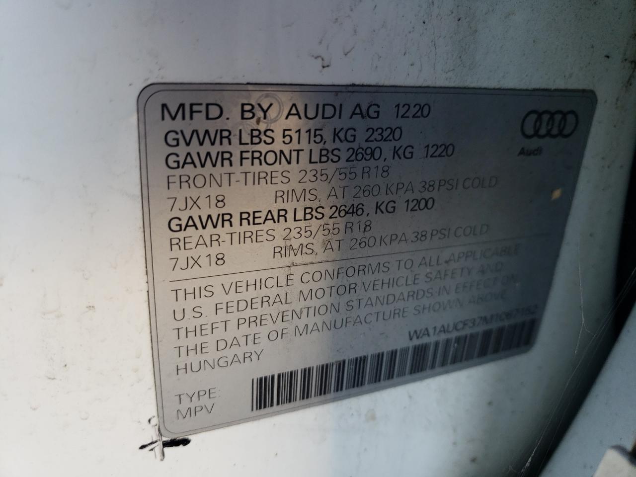 2021 Audi Q3 Premium 40 VIN: WA1AUCF37M1067152 Lot: 86216405