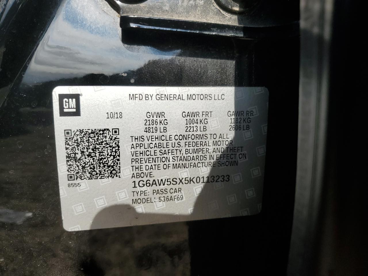 2019 Cadillac Cts VIN: 1G6AW5SX5K0113233 Lot: 86798915