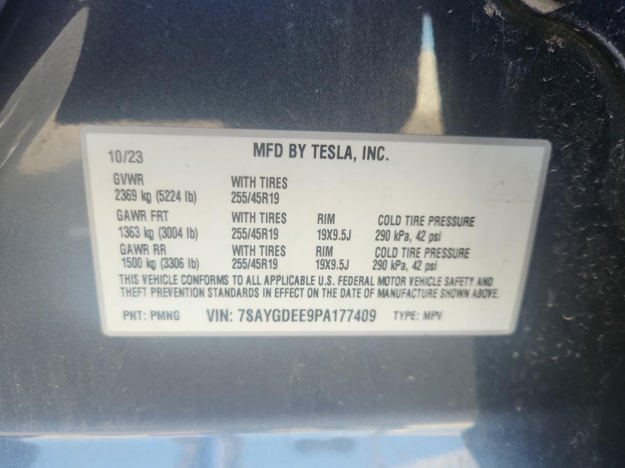 2023 Tesla Model Y VIN: 7SAYGDEE9PA177409 Lot: 82331145