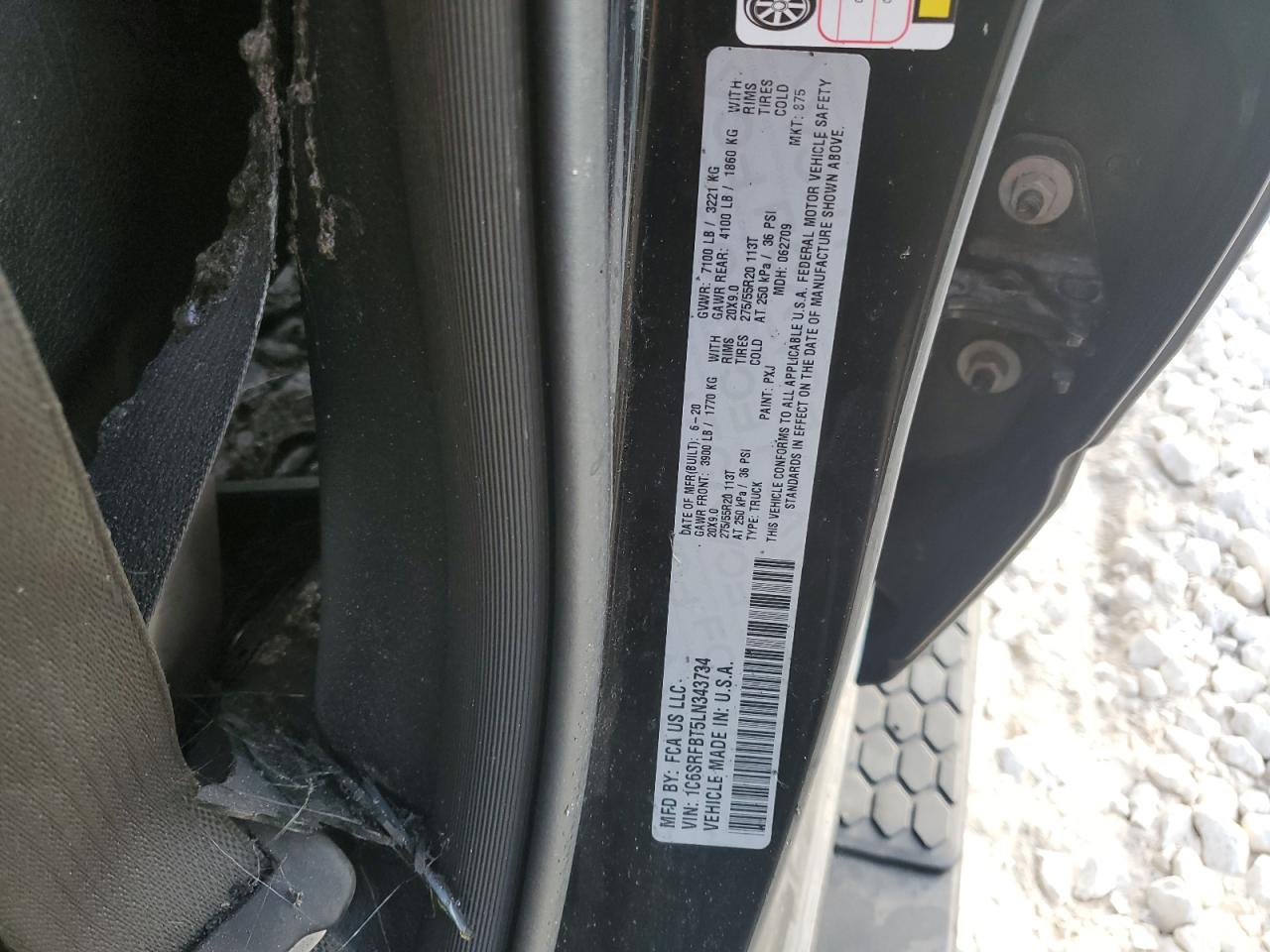 2020 Ram 1500 Big Horn/Lone Star VIN: 1C6SRFBT5LN343734 Lot: 82443055