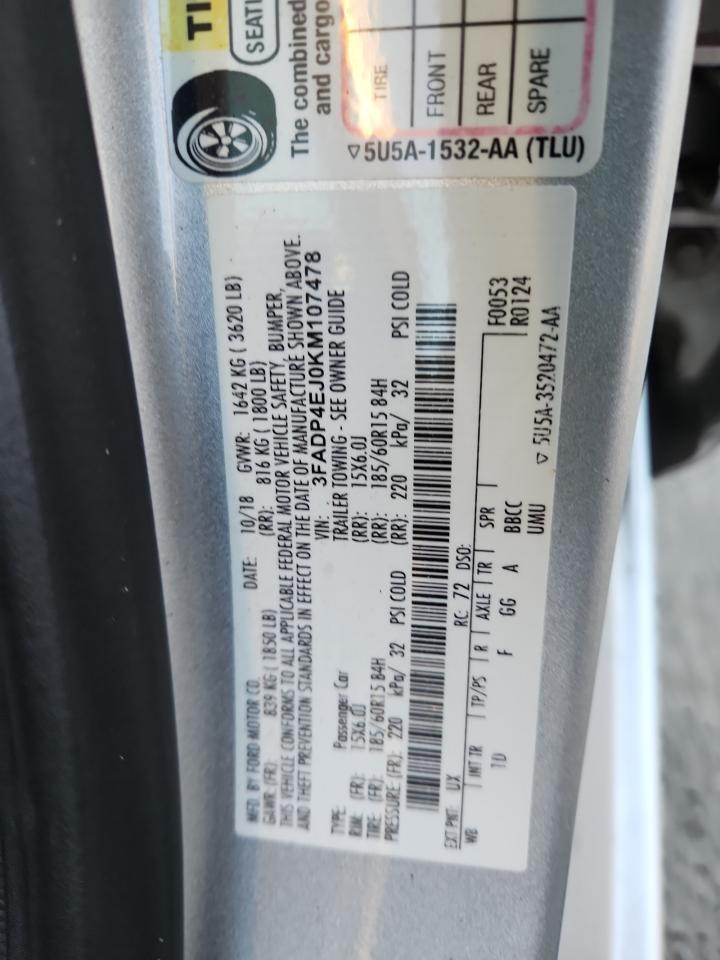 2019 Ford Fiesta Se VIN: 3FADP4EJ0KM107478 Lot: 90472995