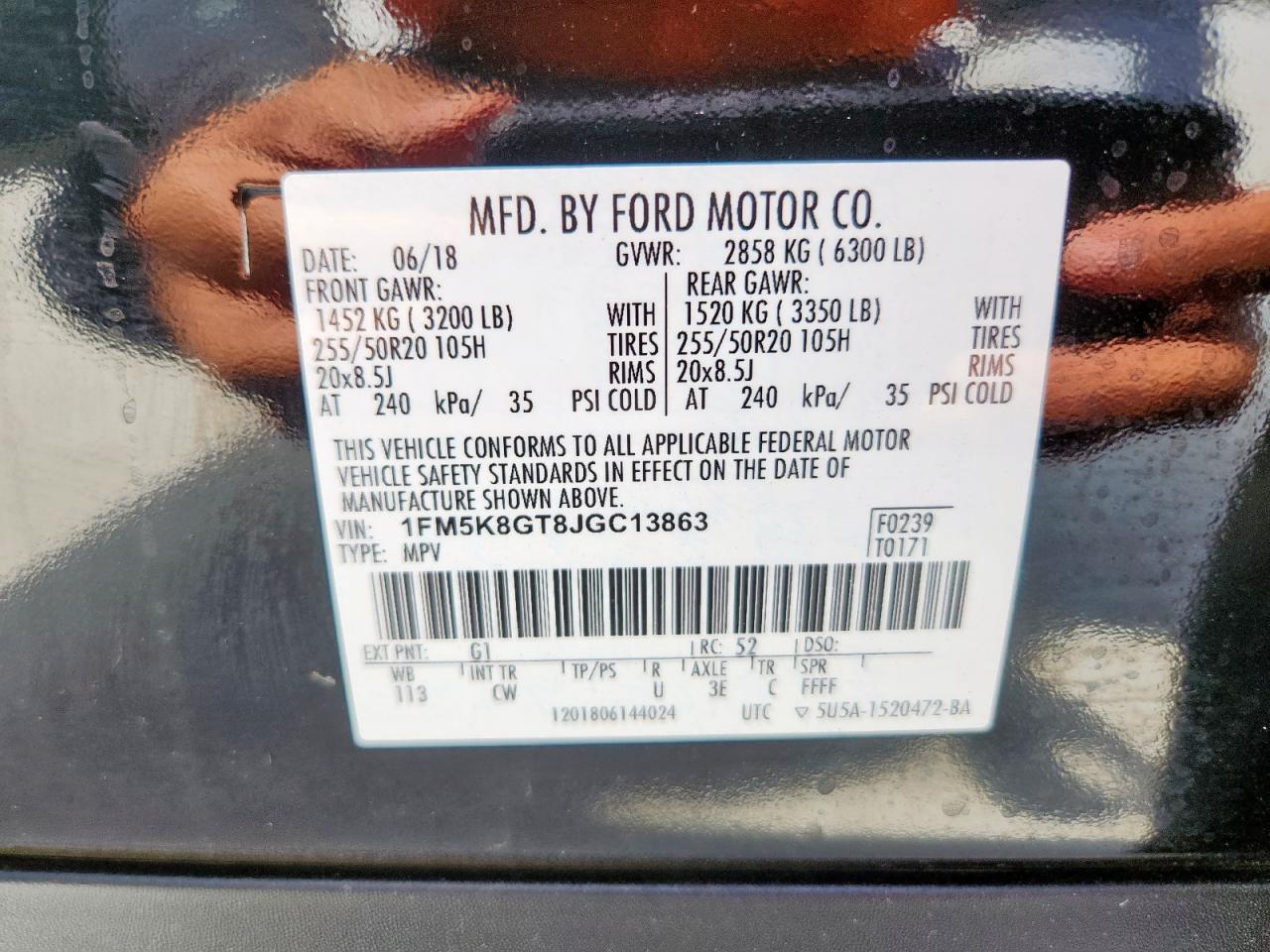 2018 Ford Explorer Sport VIN: 1FM5K8GT8JGC13863 Lot: 82258095