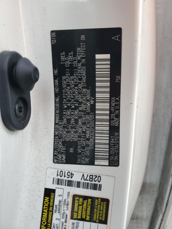 2007 Toyota Sienna Ce VIN: 5TDZK23C37S007051 Lot: 81962945