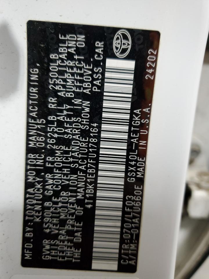 2015 Toyota Avalon Xle VIN: 4T1BK1EB7FU178164 Lot: 85409525