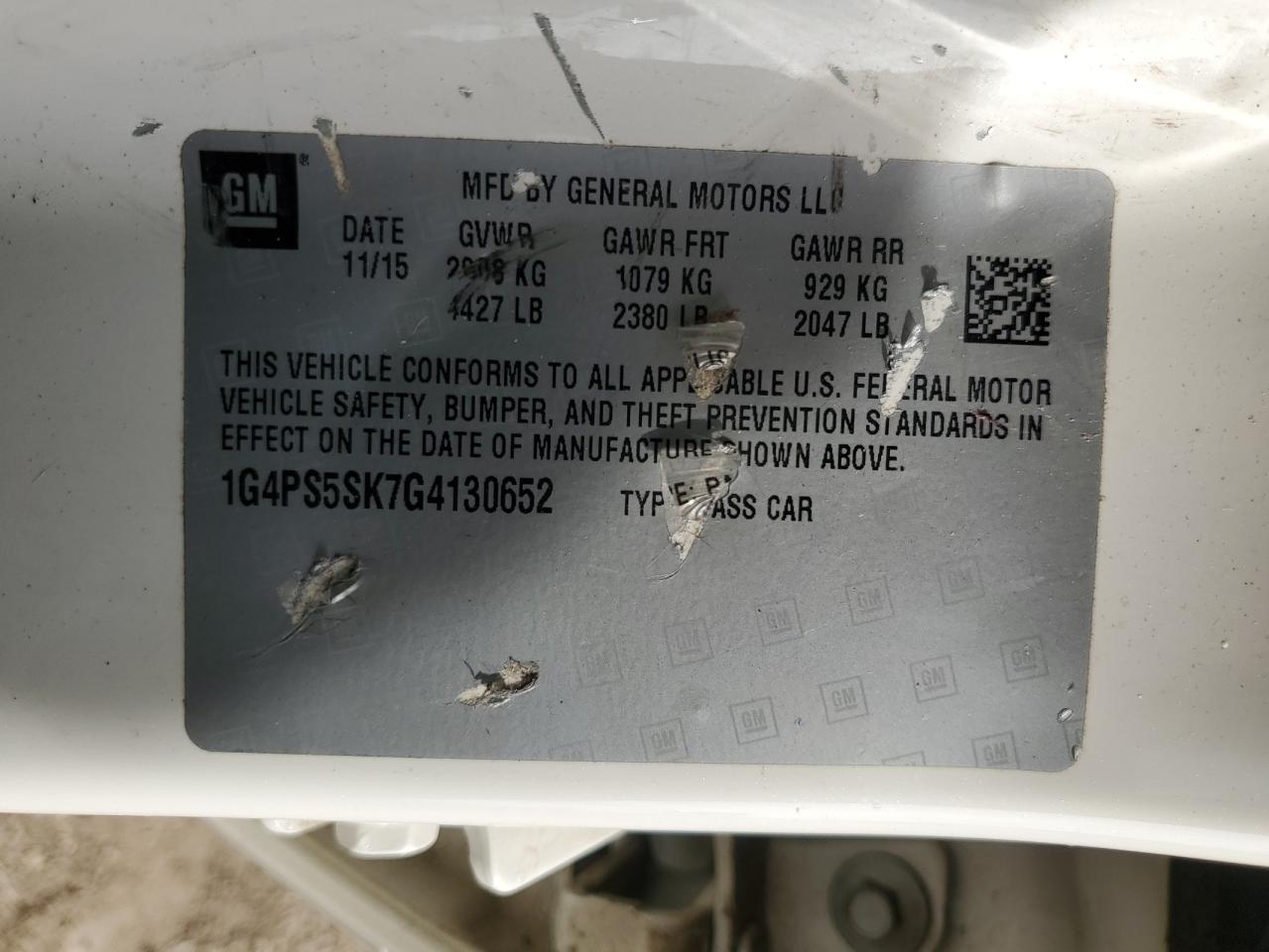 2016 Buick Verano VIN: 1G4PS5SK7G4130652 Lot: 84870475