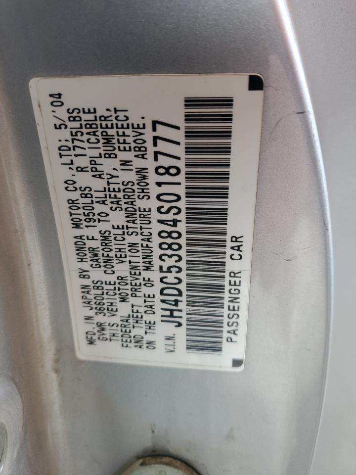 2004 Acura Rsx VIN: JH4DC53884S018777 Lot: 82419345