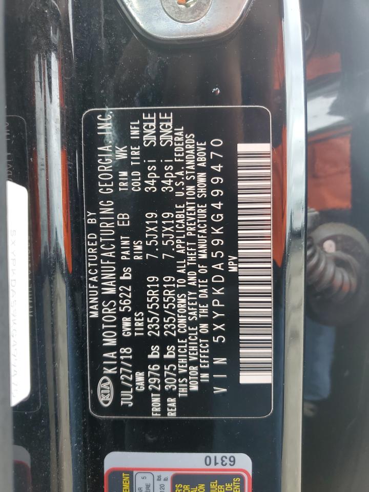 2019 Kia Sorento Sx VIN: 5XYPKDA59KG499470 Lot: 82424945