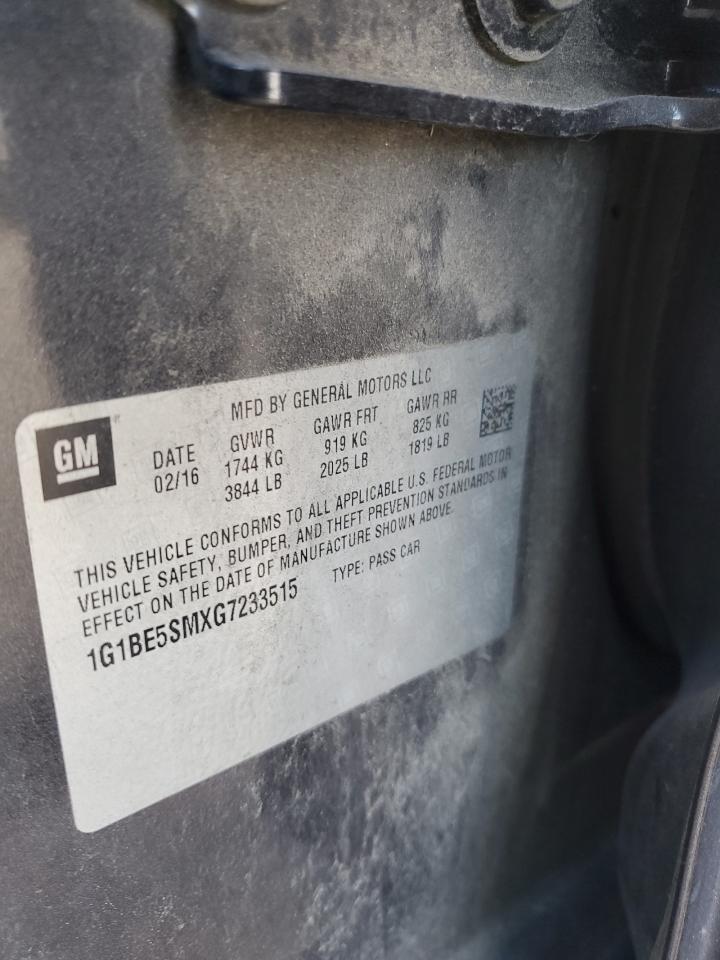2016 Chevrolet Cruze Lt VIN: 1G1BE5SMXG7233515 Lot: 85704575