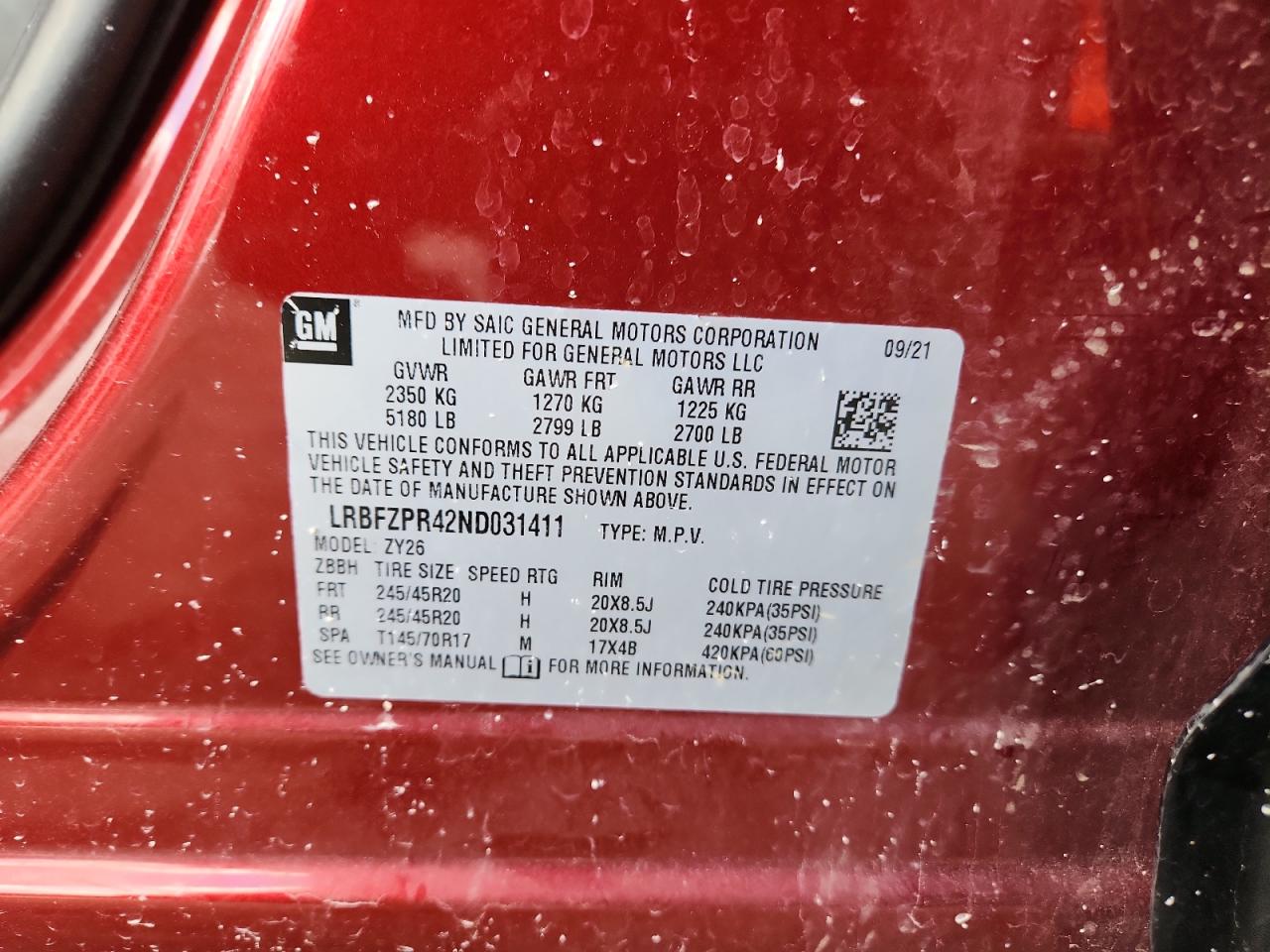 2022 Buick Envision Essence VIN: LRBFZPR42ND031411 Lot: 89845045