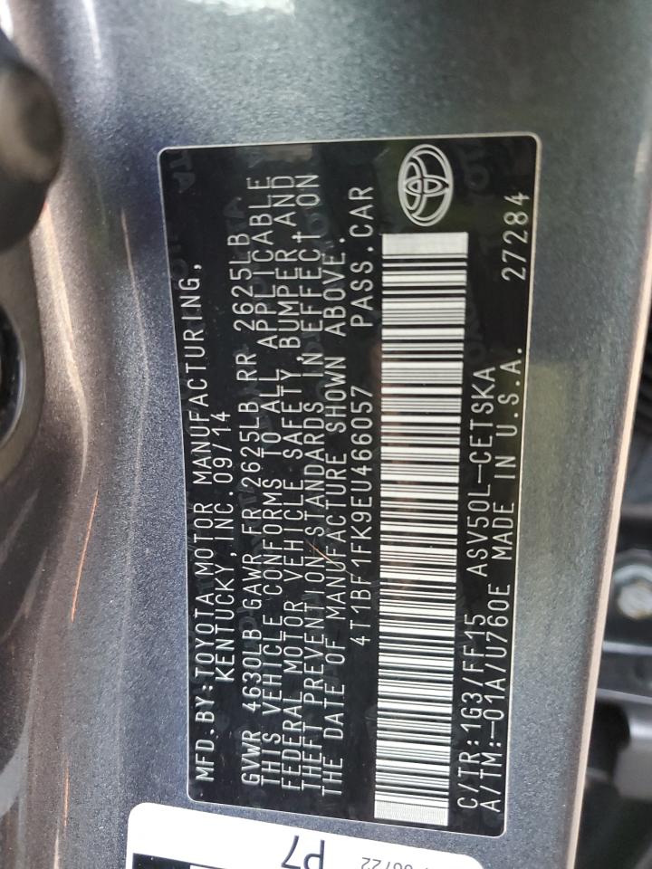 2014 Toyota Camry L VIN: 4T1BF1FK9EU466057 Lot: 84659495
