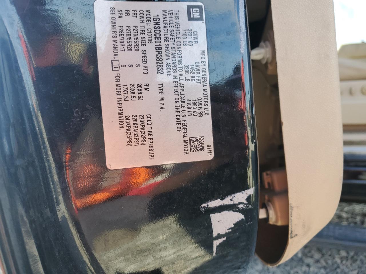 2011 Chevrolet Tahoe C1500 Ltz VIN: 1GNSCCE01BR382832 Lot: 90473005