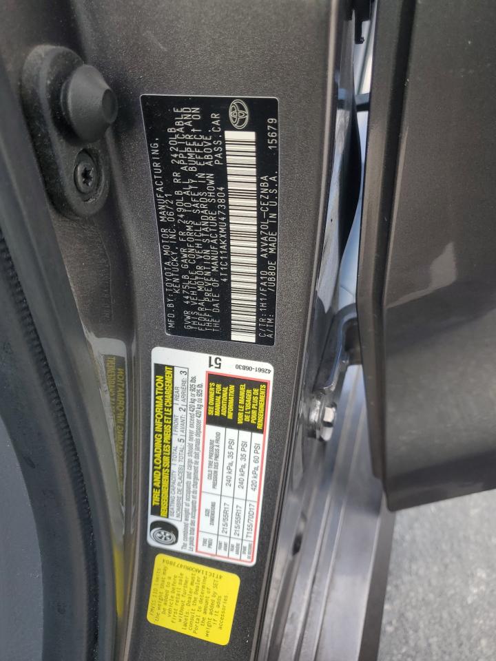 2021 Toyota Camry Le VIN: 4T1C11AKXMU473804 Lot: 85152085