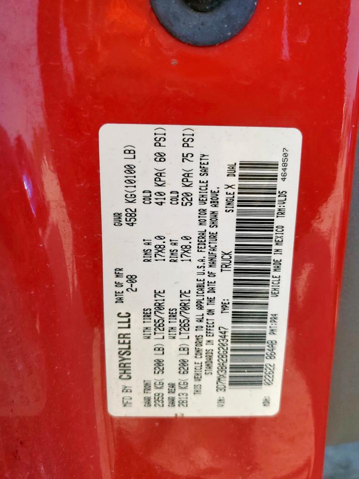 2008 Dodge Ram 3500 St VIN: 3D7MX38A28G203447 Lot: 85142975