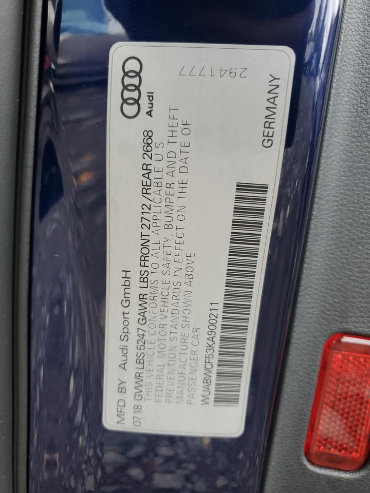 2019 Audi Rs5 VIN: WUABWCF53KA900211 Lot: 82389415