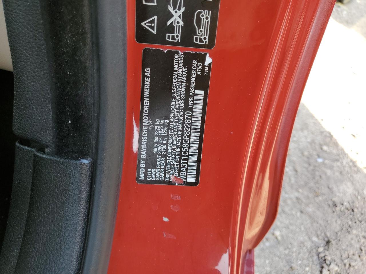 2016 BMW 428 Xi Sulev VIN: WBA3T1C58GP822870 Lot: 82289305