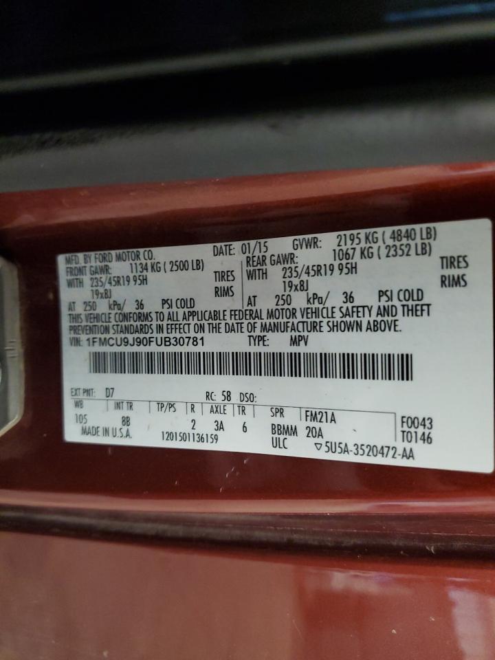 2015 Ford Escape Titanium VIN: 1FMCU9J90FUB30781 Lot: 82600625