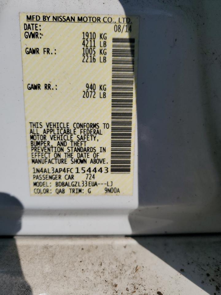 2015 Nissan Altima 2.5 VIN: 1N4AL3AP4FC154443 Lot: 85932675