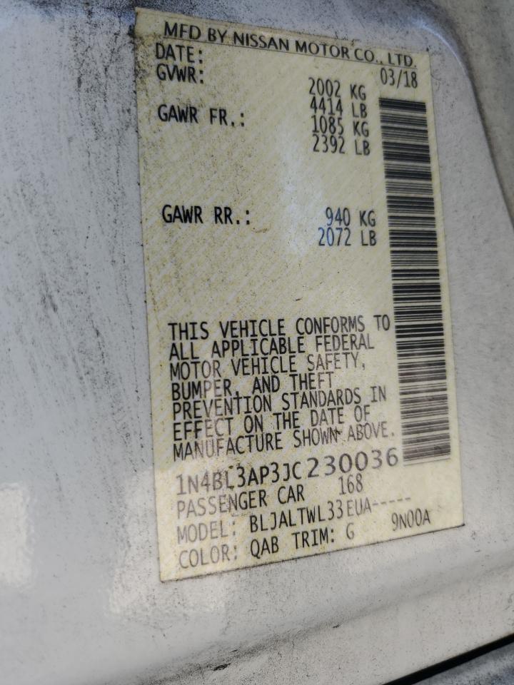 2018 Nissan Altima 3.5Sl VIN: 1N4BL3AP3JC230036 Lot: 85926875