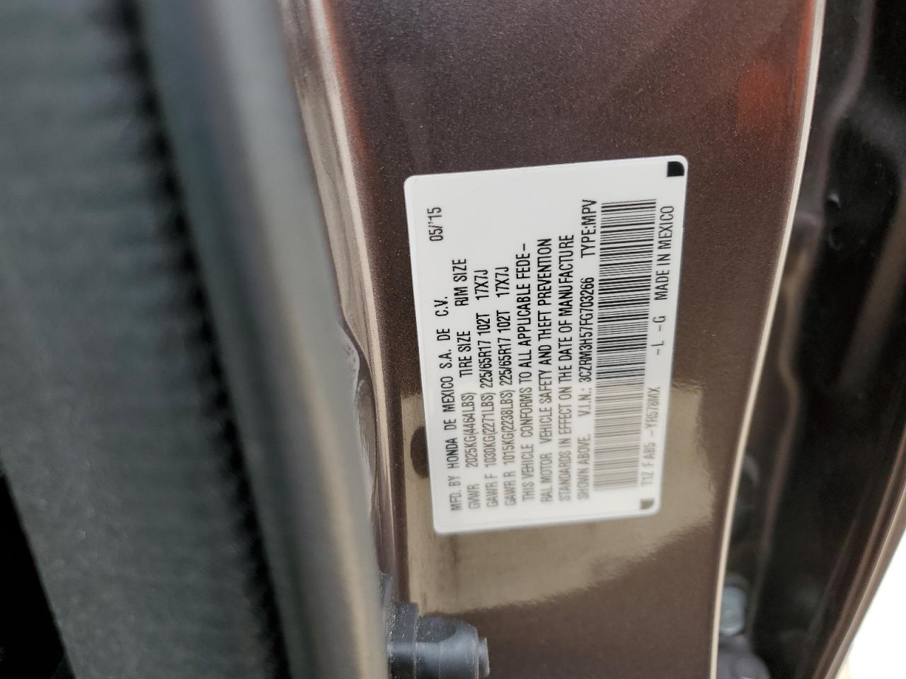 2015 Honda Cr-V Ex VIN: 3CZRM3H57FG703266 Lot: 89491665