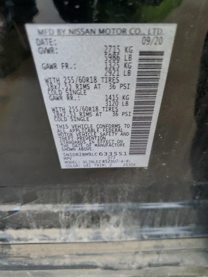 2020 Nissan Pathfinder Sv VIN: 5N1DR2BM9LC633551 Lot: 86270925