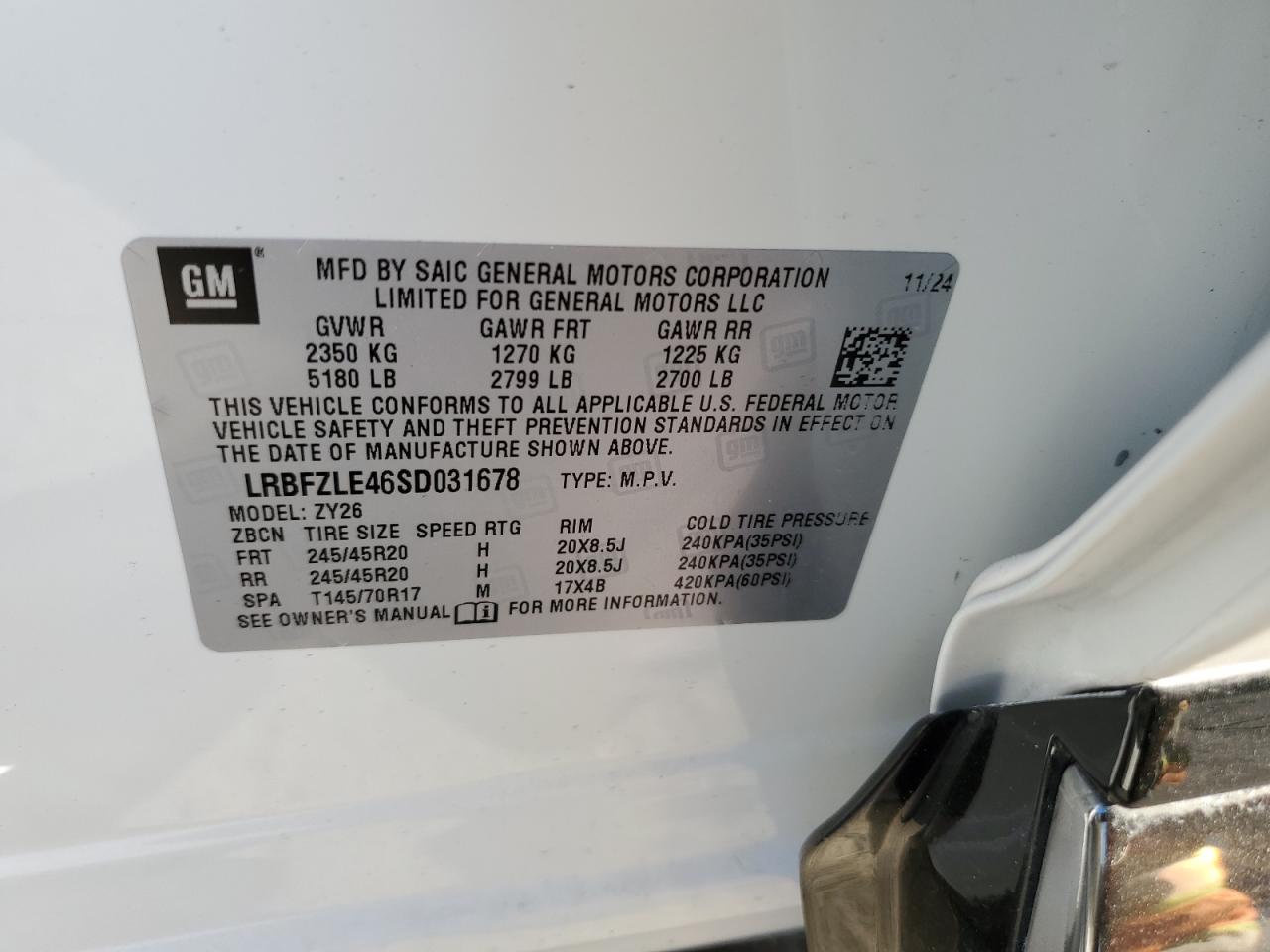 2025 Buick Envision Sport Touring VIN: LRBFZLE46SD031678 Lot: 85171985