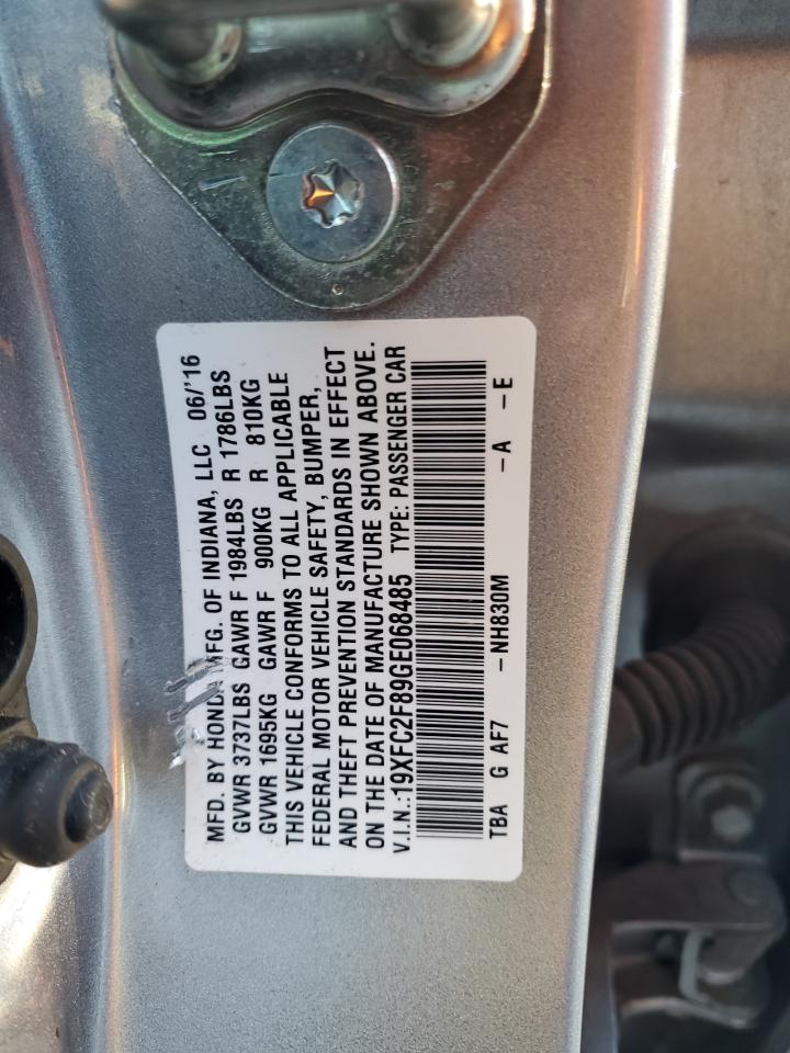 2016 Honda Civic Ex VIN: 19XFC2F89GE068485 Lot: 82282445