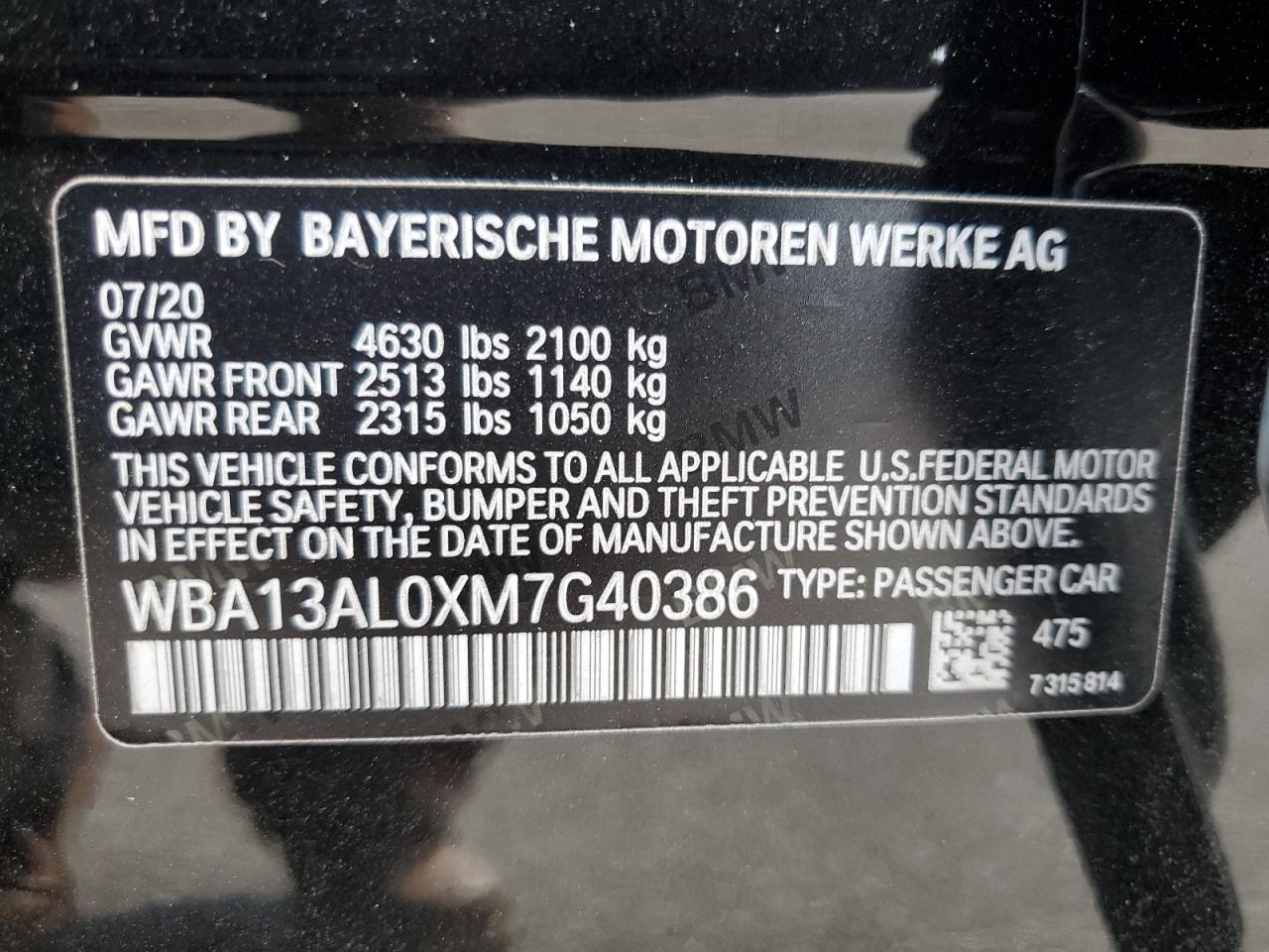 2021 BMW M235Xi VIN: WBA13AL0XM7G40386 Lot: 82272125