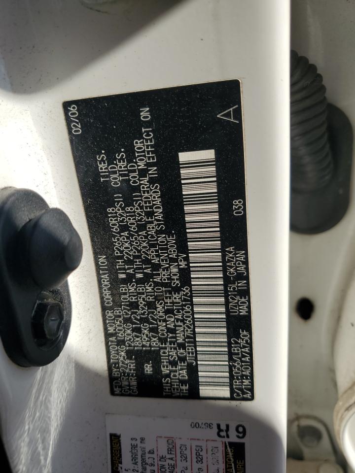 2006 Toyota 4Runner Limited VIN: JTEBT17R260061736 Lot: 86479955