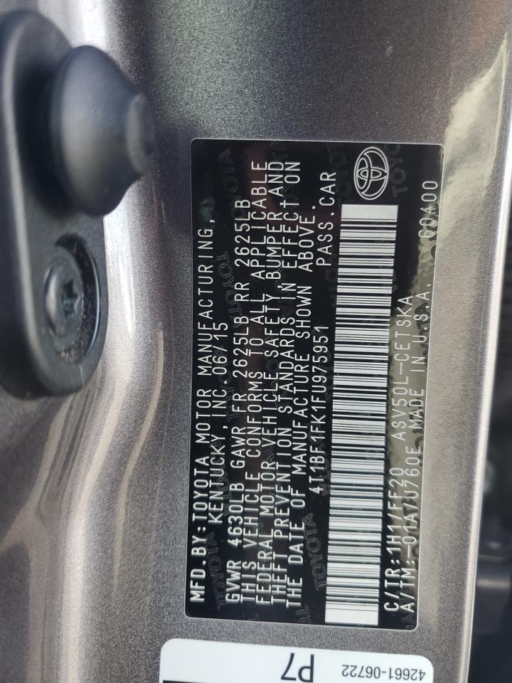 2015 Toyota Camry Le VIN: 4T1BF1FK1FU975951 Lot: 86185195