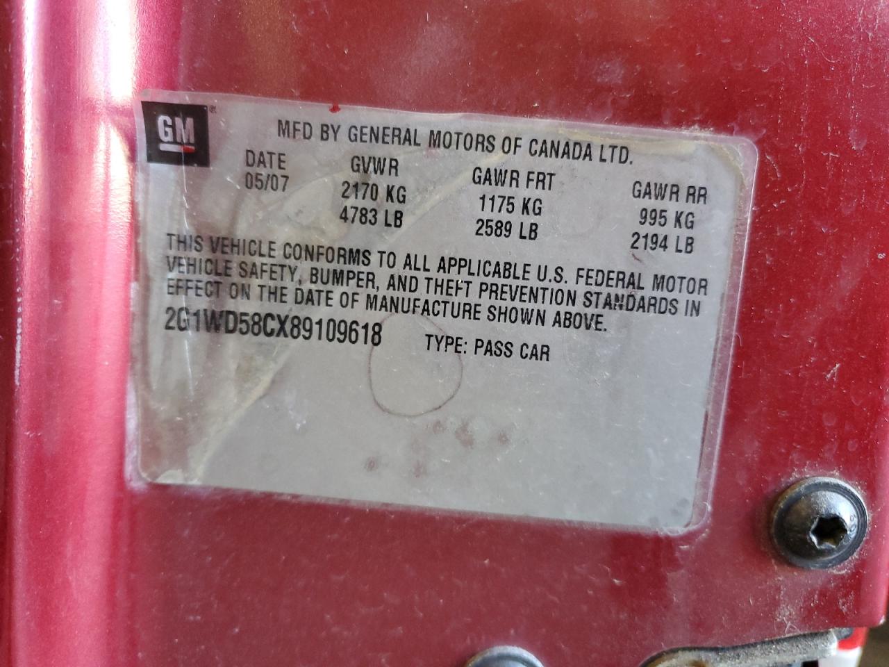 2008 Chevrolet Impala Super Sport VIN: 2G1WD58CX89109618 Lot: 81930175