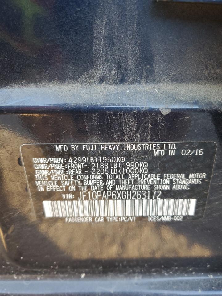 2016 Subaru Impreza Sport Premium VIN: JF1GPAP6XGH263172 Lot: 86249005