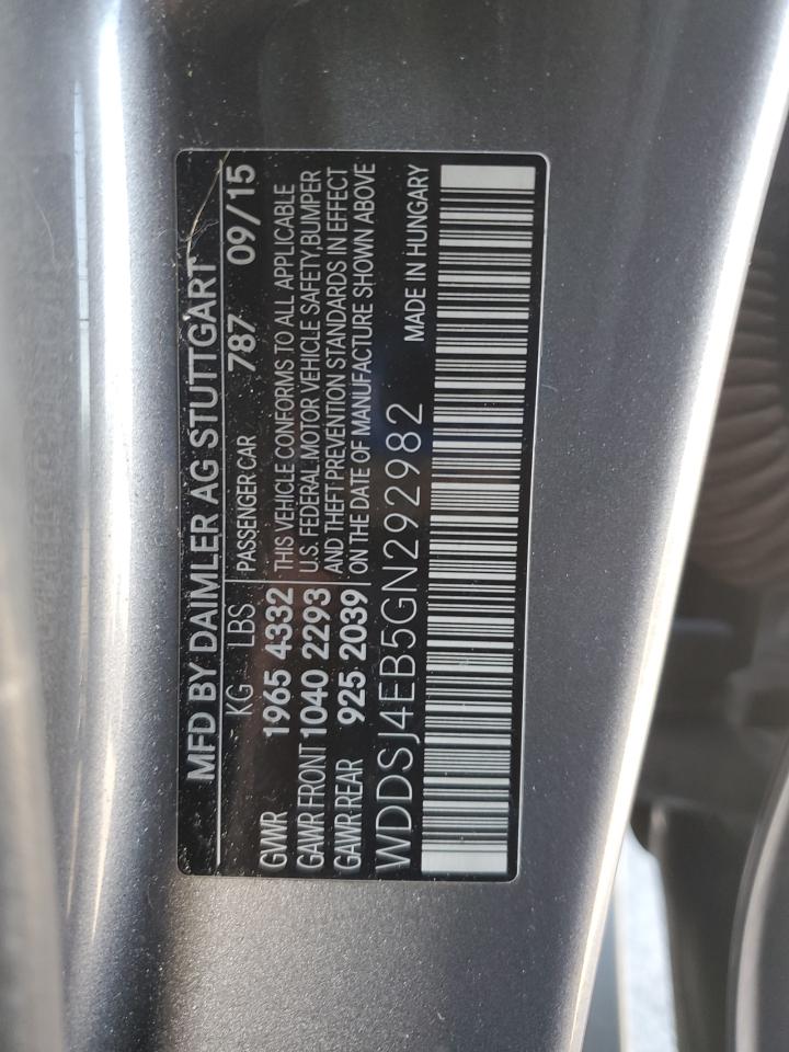 2016 Mercedes-Benz Cla 250 VIN: WDDSJ4EB5GN292982 Lot: 86811595