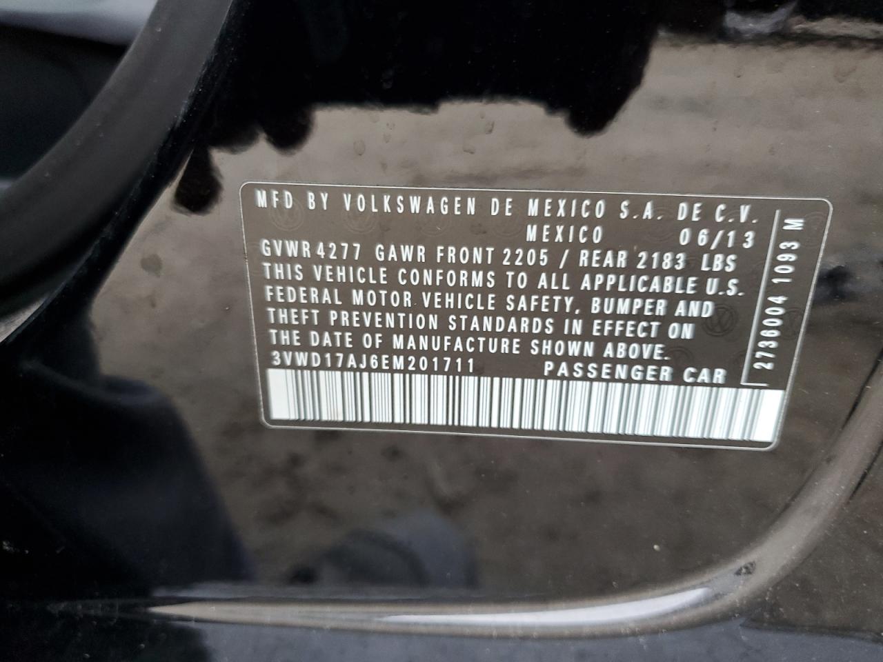 2014 Volkswagen Jetta Se VIN: 3VWD17AJ6EM201711 Lot: 86463925