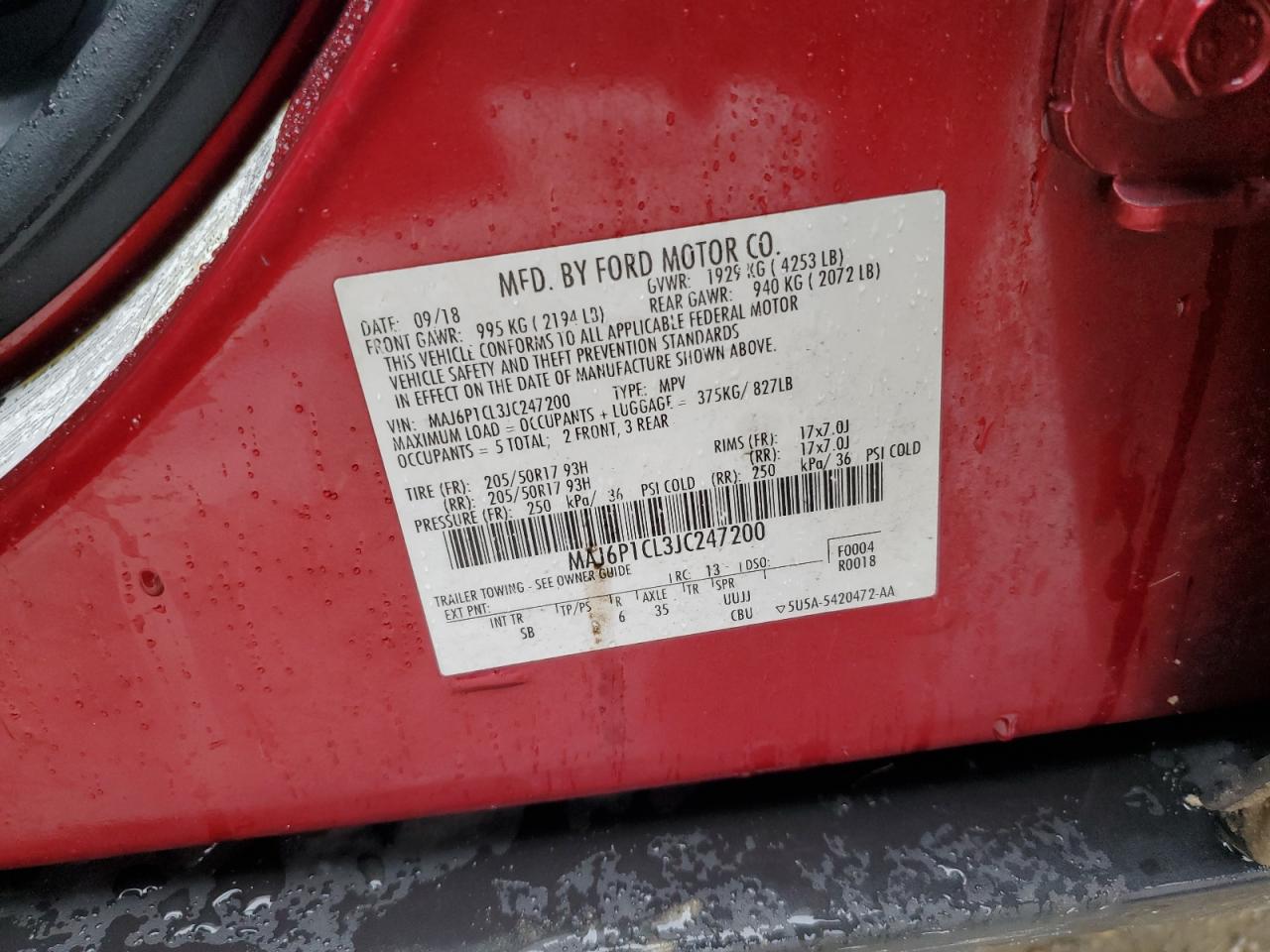 2018 Ford Ecosport Ses VIN: MAJ6P1CL3JC247200 Lot: 85778855