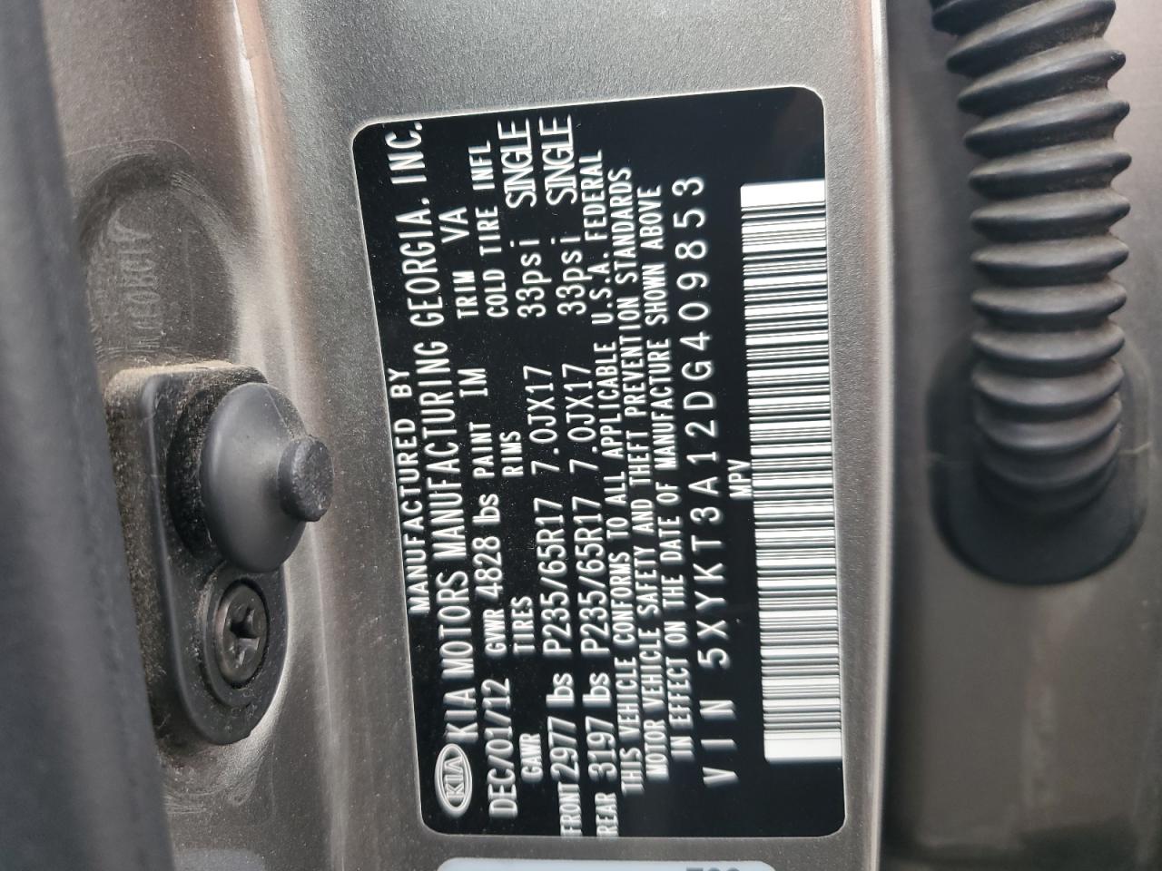 2013 Kia Sorento Lx VIN: 5XYKT3A12DG409853 Lot: 90132725