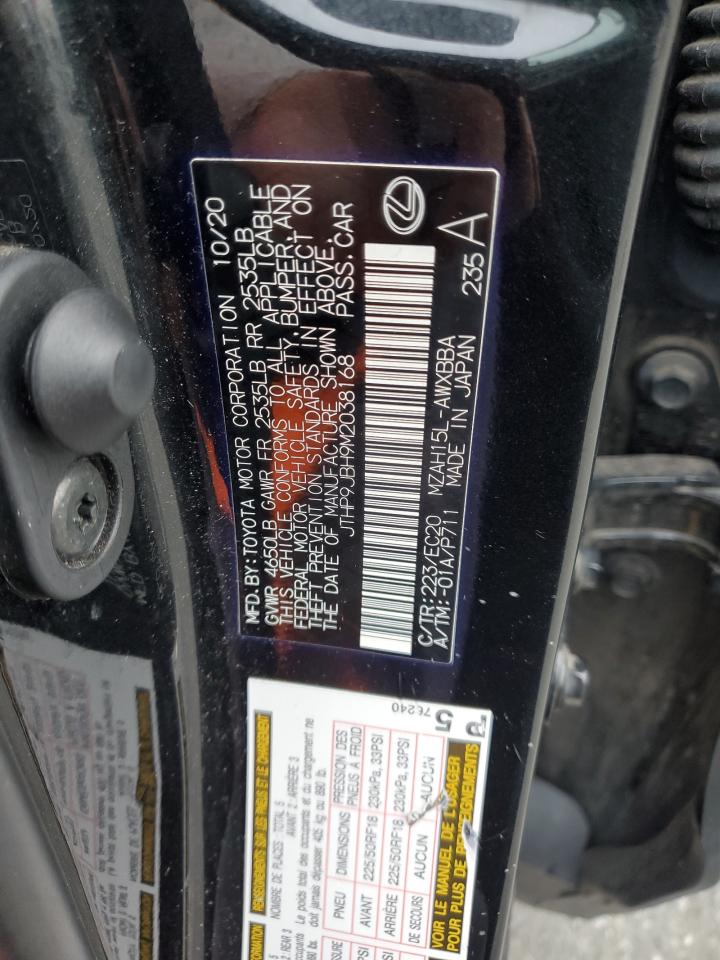 2021 Lexus Ux 250H VIN: JTHP9JBH9M2038168 Lot: 87377065