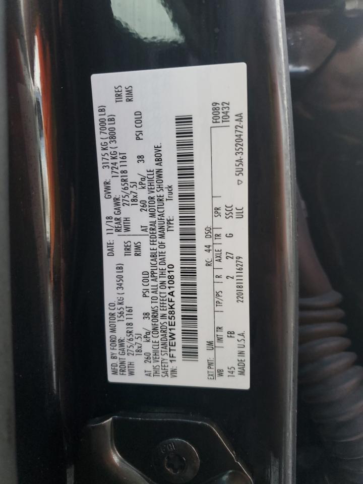 2019 Ford F150 Supercrew VIN: 1FTEW1E58KFA10810 Lot: 82461485