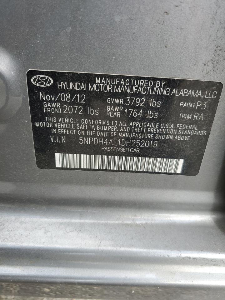 2013 Hyundai Elantra Gls VIN: 5NPDH4AE1DH252019 Lot: 85315035